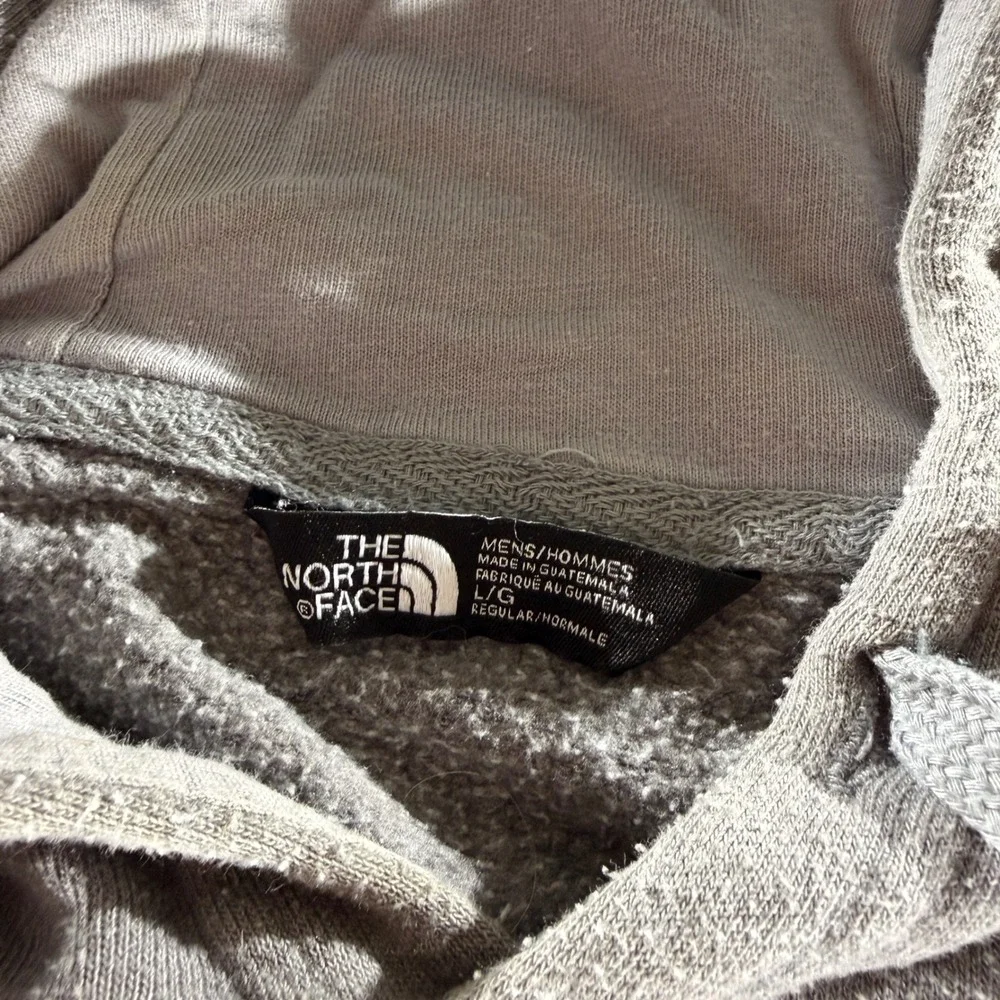 The North Face Hoodie Mens Large Gray Good‎ Red Box Logo Pullover Fleece